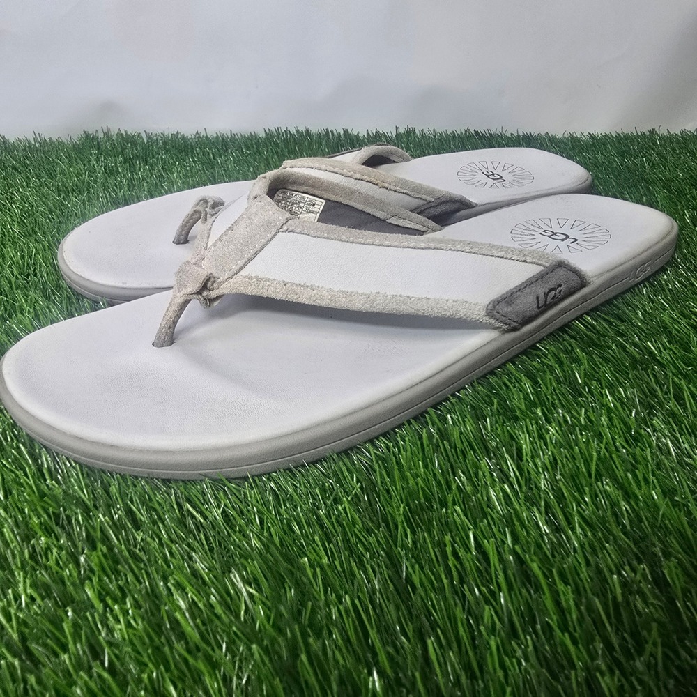 UGG Size 13 Grey Brookside Flip Sandals Mens Leather Suede Thong 1124899